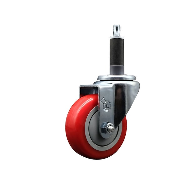 Service Caster 3.5'' Red Poly Wheel Swivel 1'' Expanding Stem Caster SCC-EX20S3514-PPUB-RED-1 - main